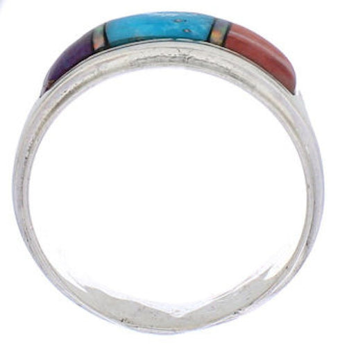 Sterling Silver Multicolor Inlay Southwest Ring Size 7-1/2 UX36136